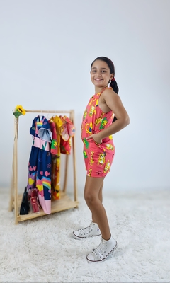 Macaquinho Salmão Floresta - Nina para meninas - Tudo para meninas-moda infantil feminina e loja online nina para meninas