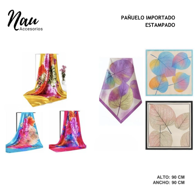 PAÑUELOS DE SEDA 90X90 VARIOS ESTAMPADOS / COD. 133-24123