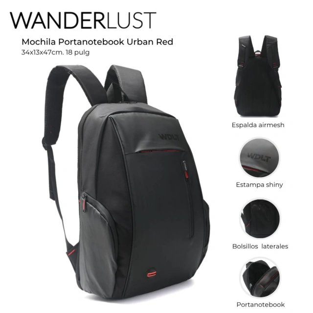 MOCHILA ANTIROBO PORTANOTEBOOK WANDERLUST 18PULG 34X13X47CM / COD. 511-38436