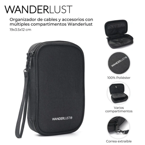 ORGANIZADOR DE CABLES Y ACCESORIOS WANDERLUST 19X3,5X12CM / COD. 511-44253