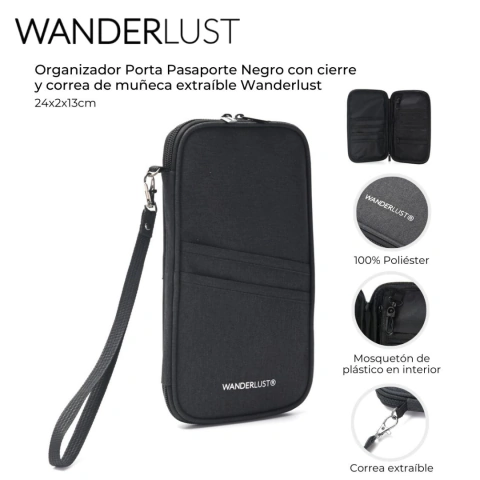 PORTA PASAPORTE WANDERLUST 24X2X13CM / COD. 511-44255