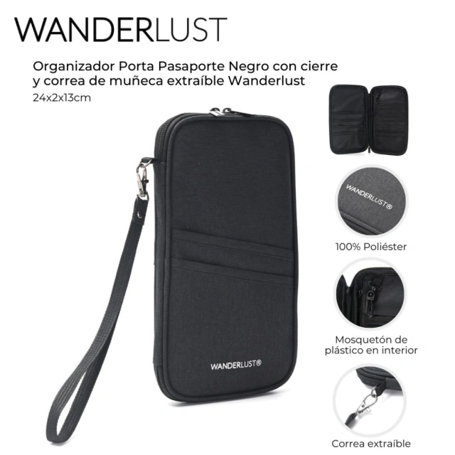PORTA PASAPORTE WANDERLUST 24X2X13CM / COD. 511-44255