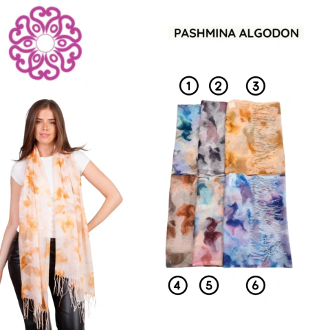 PASHMINA ALGODON ESTAMPADO 70X180CM / COD. 523-297784