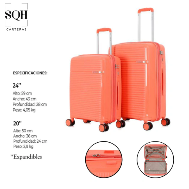 SET X2 VALIJAS SQUASH NARANJA / COD. 529-2530