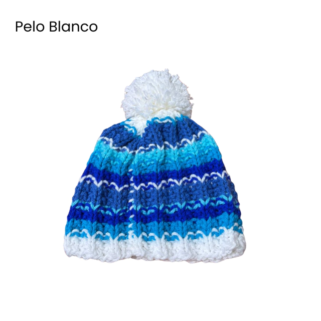 GORRO DE LANA PUNTO INGLES TEJIDO A MANO/ COD. 143-600