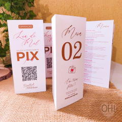 Plaquinha mesa - 3 lados - Oh Personalizados - Convite Caixa