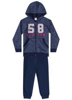 Conjunto Jaqueta Moletom Flamê Mescla/ Calça Jogger Moletom
