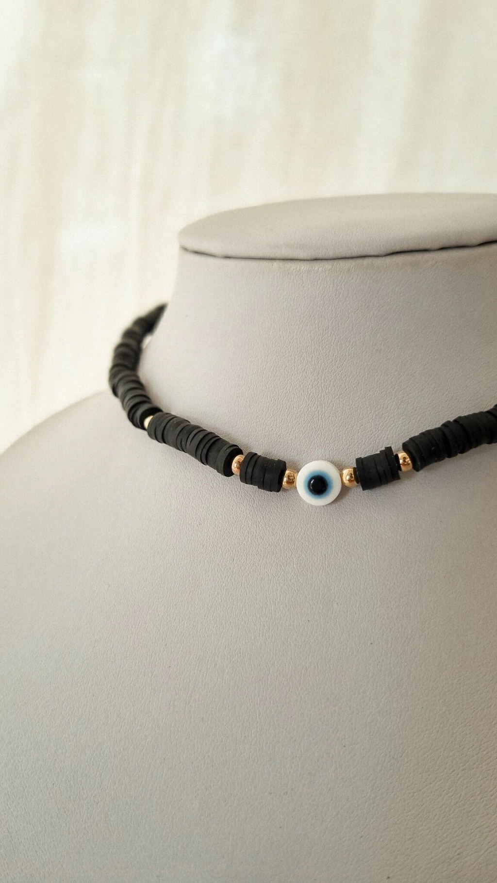 Collar chocker ojo turco - negro