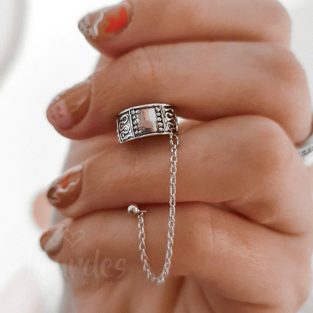 Aro Cuff Con Cadena Hindú
