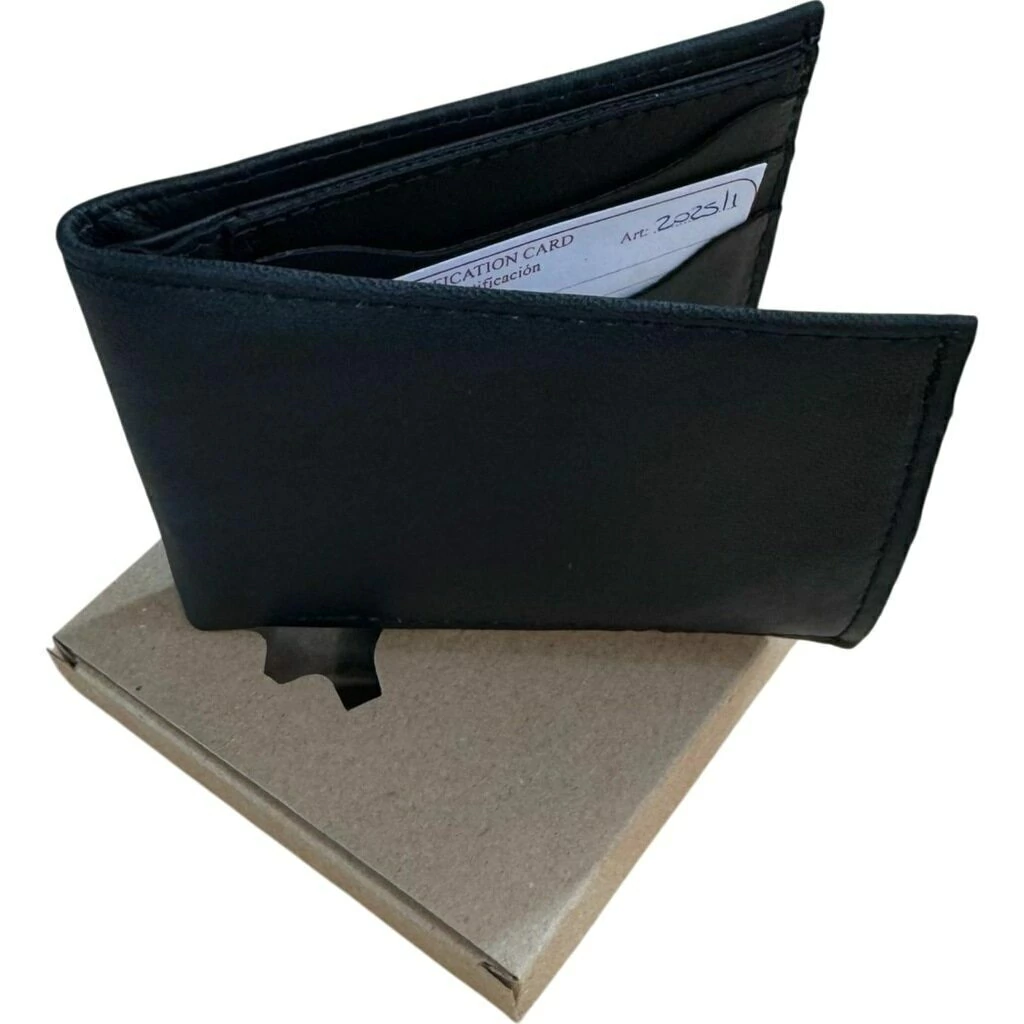 Billetera de cuero con volanta - Negro
