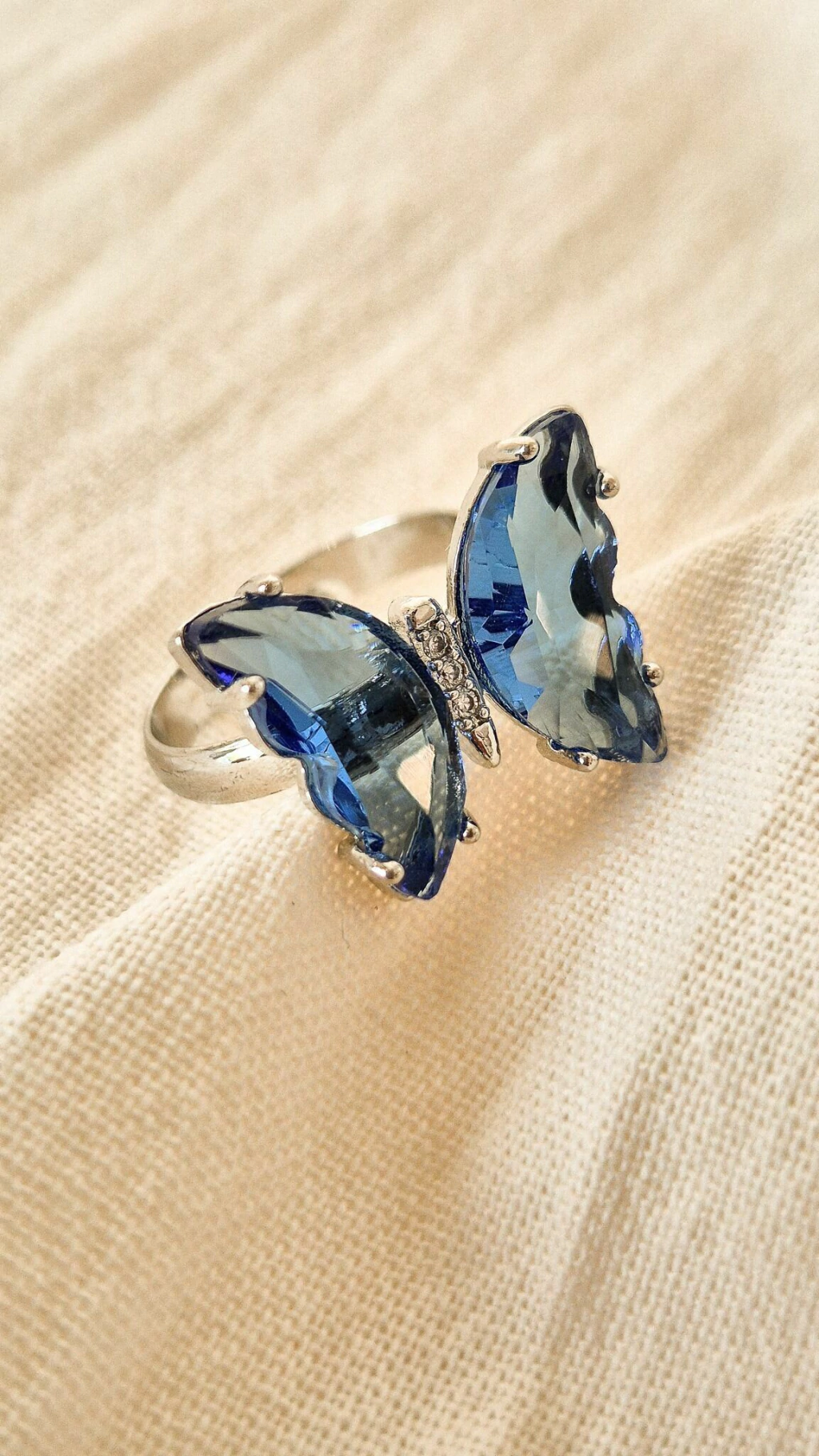 Anillo mariposa cristal - Azul