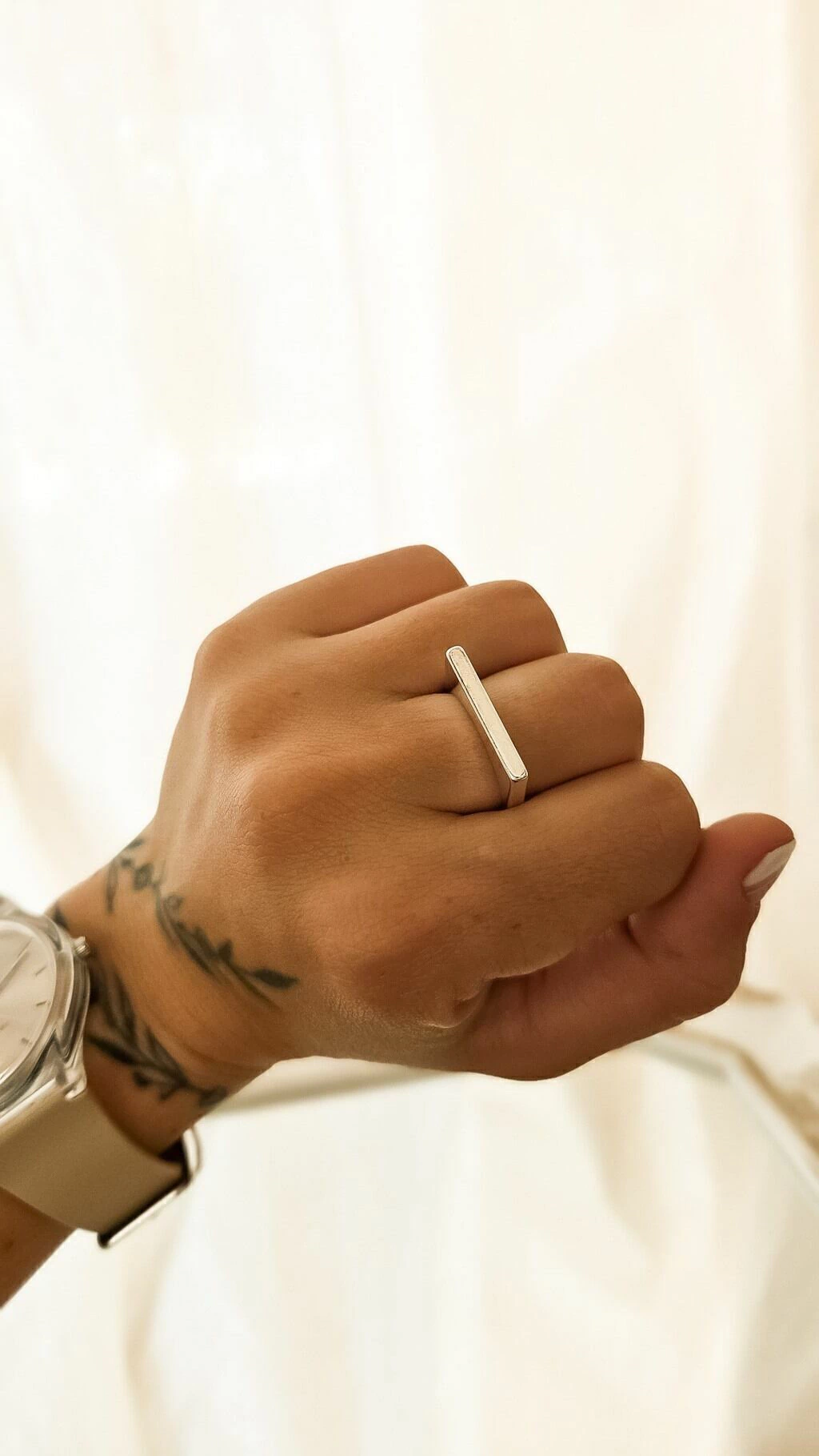 Anillo acero blanco