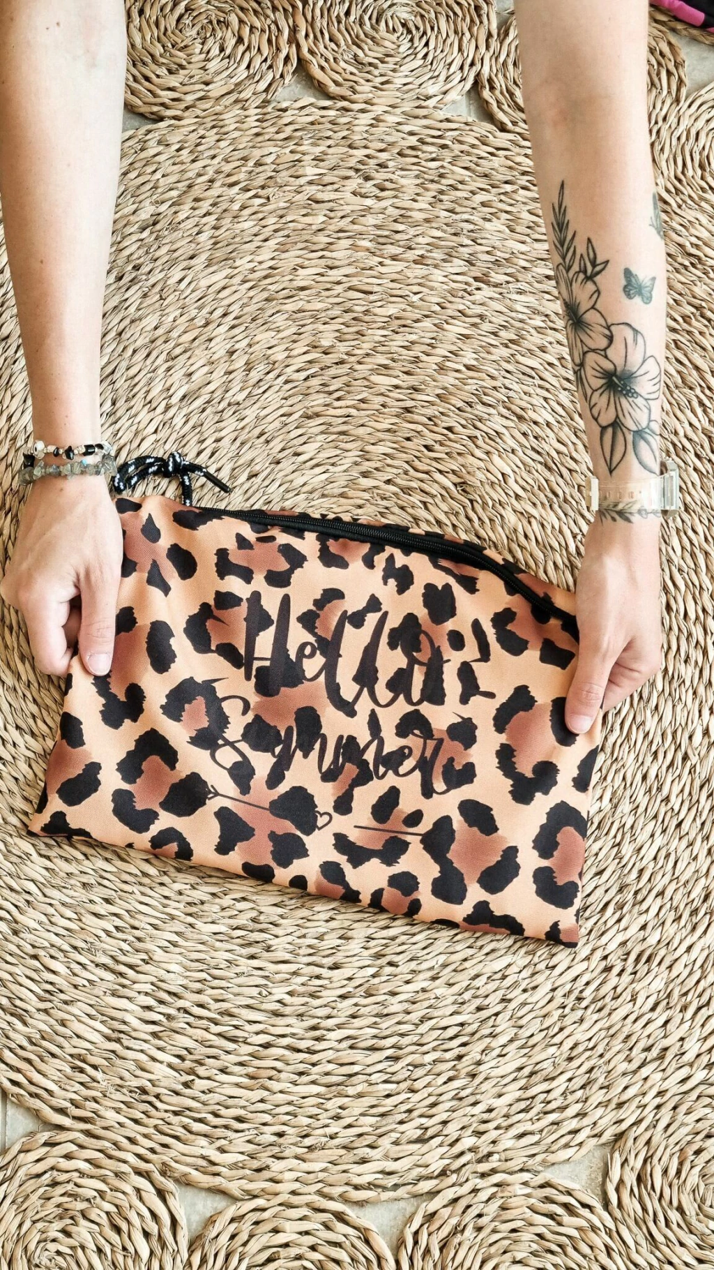 Lona playera - animal print hello summer negro