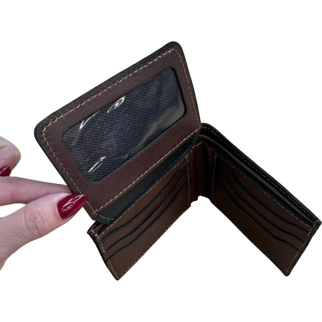 Billetera de cuero con volanta - Marron