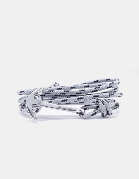 Pulseira Âncora Prata com Corda Maritíma