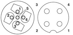 5 PCs Conector SACC M12 Femea 90c com 4 polos - Shmr Automacao