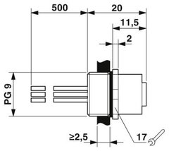 Phoenix SACC-E-M12FS-4CON-PG9/0,5 Cabo com Conector Flange Femea M12 A 4P - comprar online