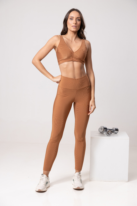 CALÇA FUSÔ CANELADA CONHAQUE