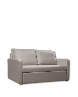 Sofá-cama Cosmopolita em tom claro com almofadas confortáveis, ideal para ambientes modernos.