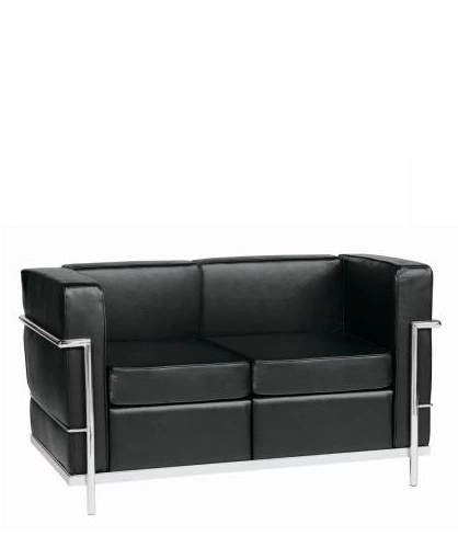 Sofá Corbusier Couro Preto de Fábrica