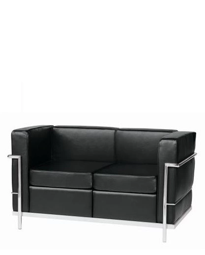 Sofá Corbusier Couro Preto de Fábrica