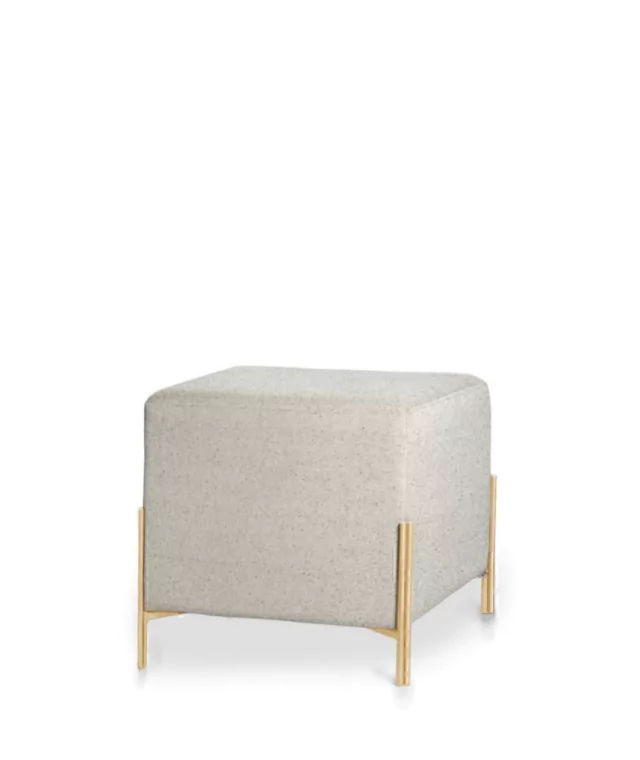 Puff estaca quadrado com pés em gold