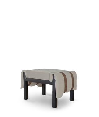 Puff Conjunto Contemporaneo Linho e Couro