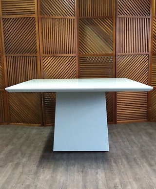 Mesa infi Quadrada Laca Fosca Vidro Extra Clear