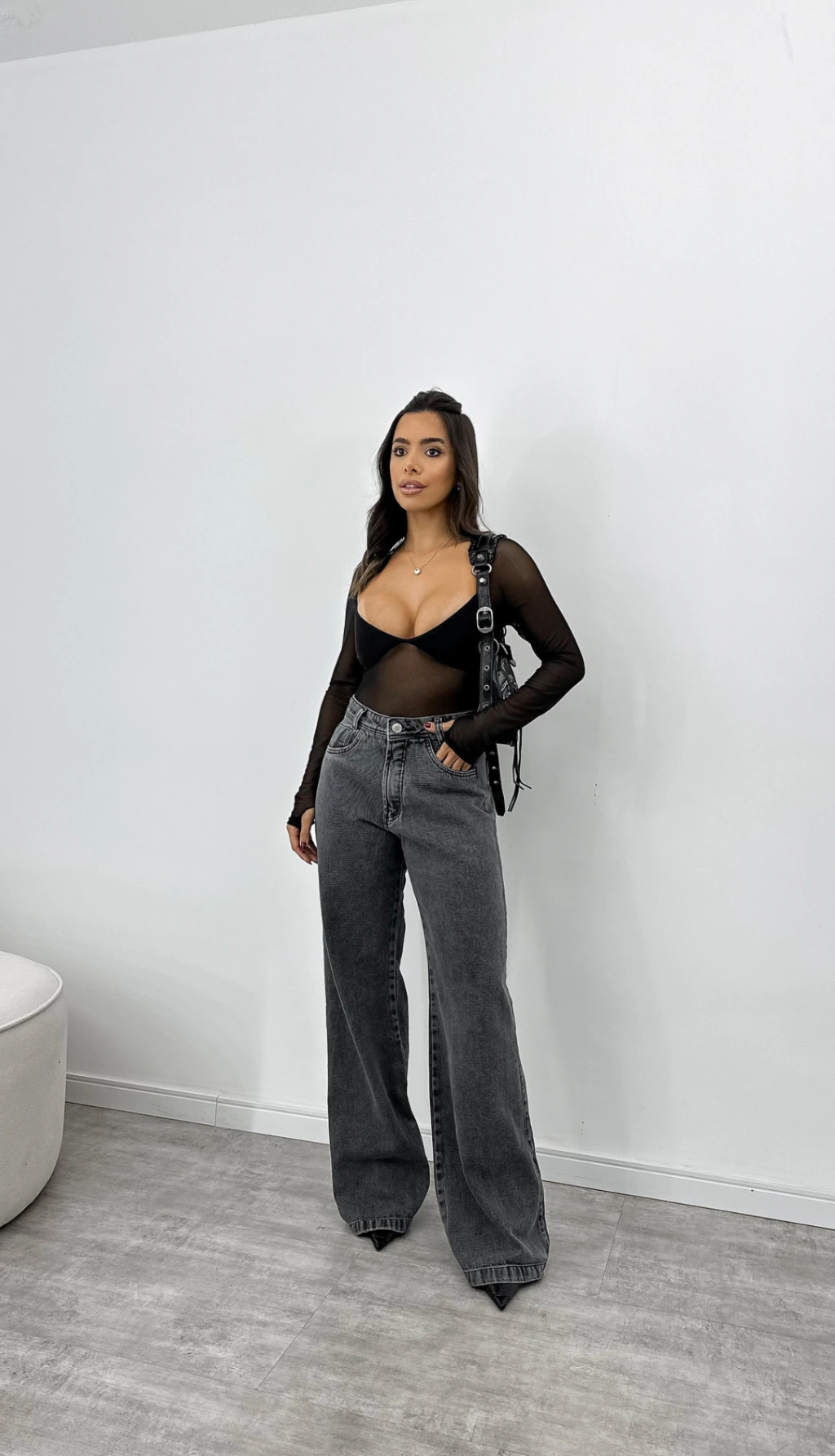 Calça Wide leg Melody Preto Estonado