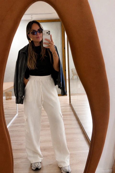 Calça Cargo Feminina Off White