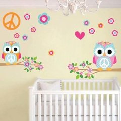 Kit De Vinilo Autoadhesivo Decorativo Ramas Paz Y Lechuzas - comprar online