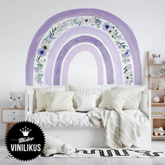 arcoiris flores nordico acuarela boho acuarelado pastel lila rosa floreado