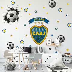 Vinilo PARED ROTA Pelotazo + Escudo BOCA XXL Con Tu Nombre Personalizado