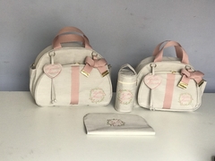 Kit maternidade personalizado linho palha com detalhes em rose