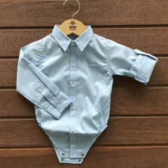 Body Social para Bebê Algodão Premium Azul Bebê Manga Longa com Martingale Acompanha Extensor - comprar online