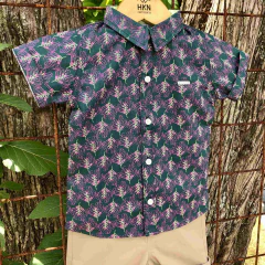 Camisa Infantil Estampa Floral Paraty em Algodão Manga Curta - HKN Camisaria na internet