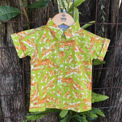 Camisa Infantil Estampada Verão Verde em Algodão Manga Curta - HKN Camisaria - comprar online
