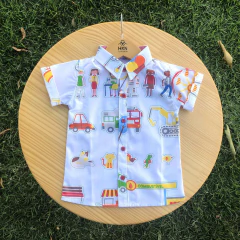 Camisa Infantil Manga Curta com Estampa Lúdica de Profissões 100% Algodão - HKN Camisaria - comprar online