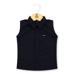 Camisa Regata Infantil Preta em Algodão - HKN Camisaria - comprar online