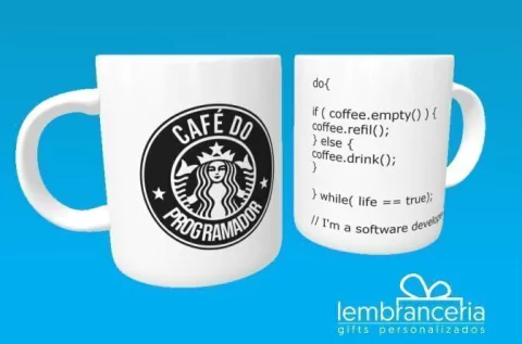 Caneca Personalizada Café do Programador Coding (Branca)