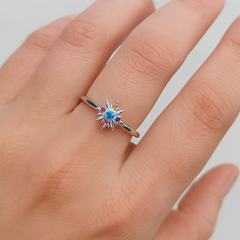 Anillo Flor de Cristal Multicolor – Plata 925 en internet