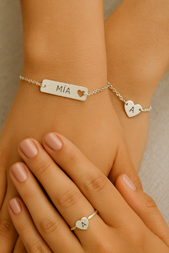Set de Pulsera Personalizadas + Anillos Inicial