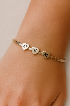 Esclava Personalzada Pinza Rigida con Corazon de Plata 925 + Grabado a Laser en internet