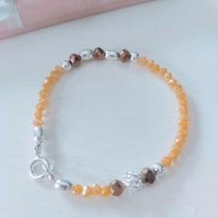 Pulsera de Bolitas Combinadas de Plata 925 Con Cristales