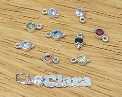 DP846EGT/85u - Dije Nombre de Plata 925 con Cubic de Color Personalizado Horizontal - Mirame Un Instante