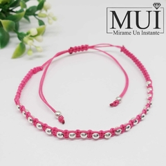 PH19C7YK - Pulsera Tejida Regulable con Esferas de Plata 925 en internet