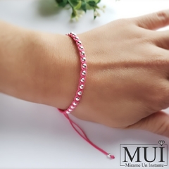 PH19C7YK - Pulsera Tejida Regulable con Esferas de Plata 925