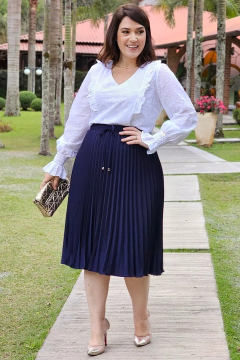 Saia Plissada com amarração - Hope Blue 