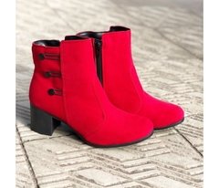 Bota Feminina Nobuck Tês Botões Vermelha - loja online
