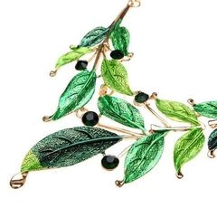 Conjunto Colar E Brincos Folhas Bohemia Strass Jóias Jewelry - comprar online